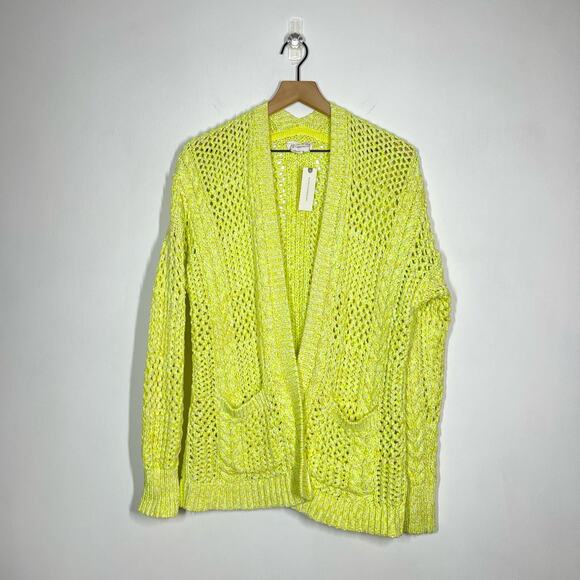NEW Anthropologie Serenity Open Cardigan Lime Yellow Women’s Size XS/S - Picture 3 of 11